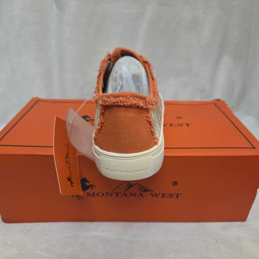 Montana West Orange Southwestern Rhinestone Slip On Sneakers 900-S048OR-7 Mens 7
